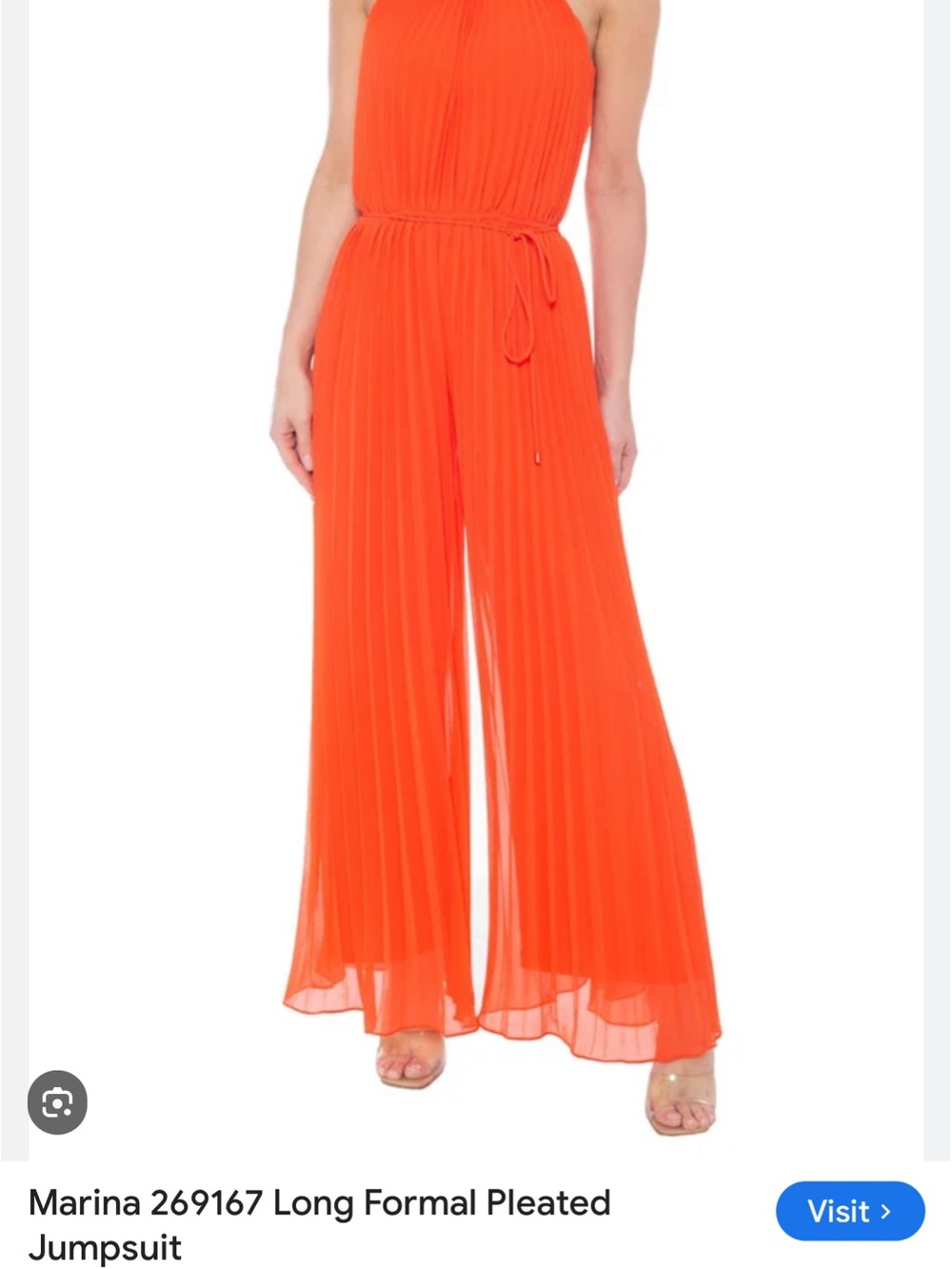 Elegant Halter Pleated Maxi Dress - Vibrant Orange NWT